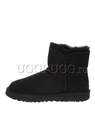 Мини угги с молнией сбоку черные UGG Classic Mini Zipper Black